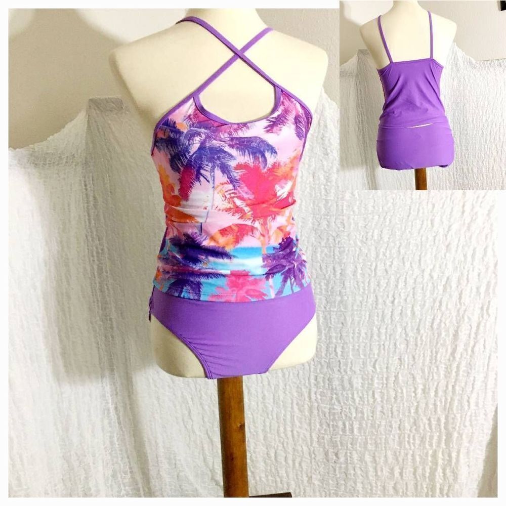 Circo Purple Two Piece Tankini Swimset Size 14-16 ( Girls )